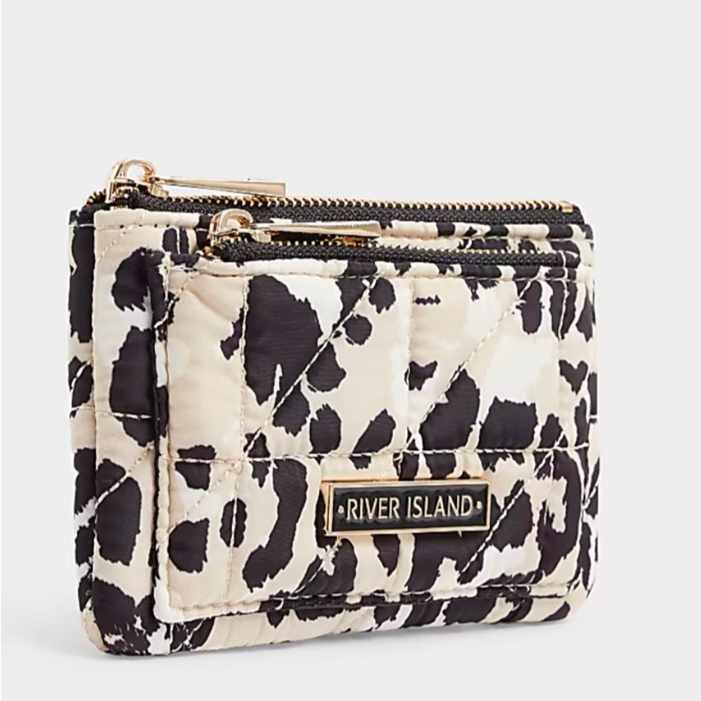 River Island Black & White Animal Print Pouch Purse NWT